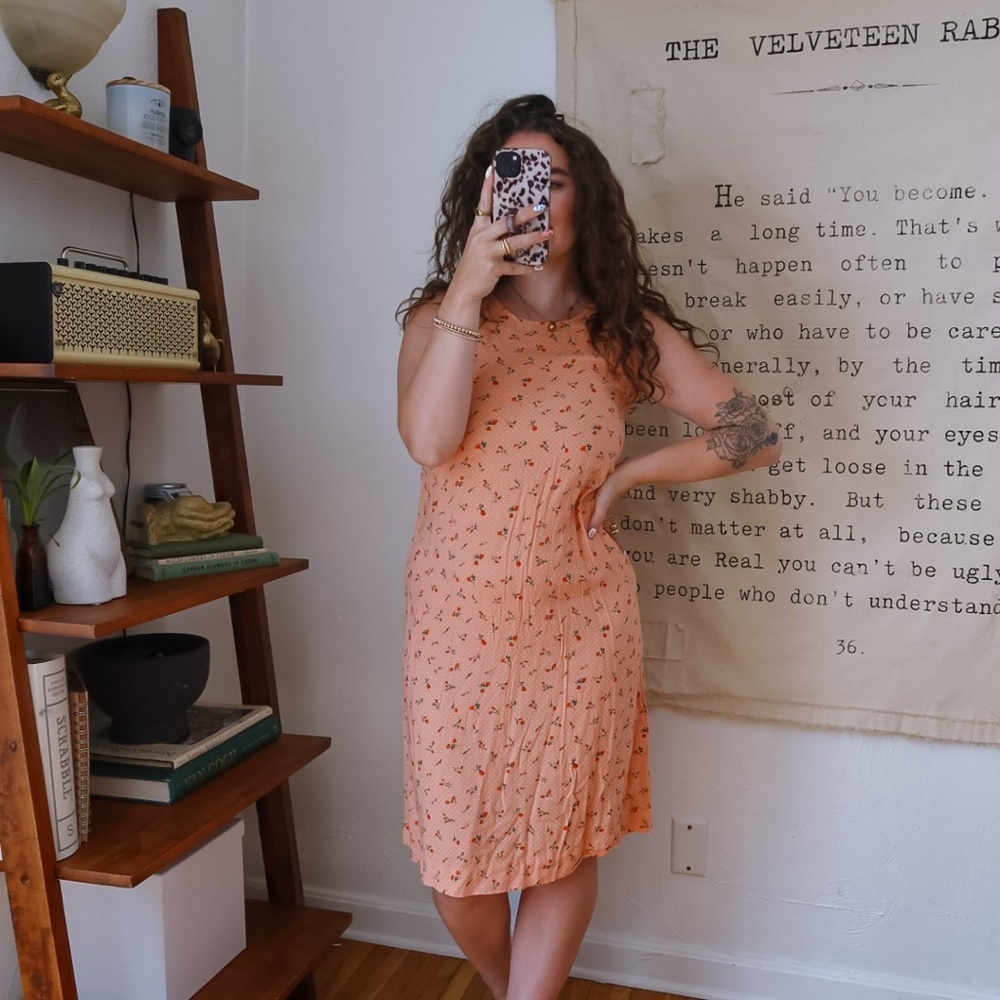 Vintage Denim & Co Ditsy Flower Polka Dot Dress | size medium
